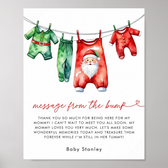 Christmas Santa Baby Shower Message From The Bump Poster (Front)