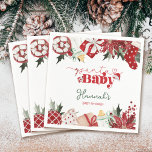 Christmas Santa Baby Shower Napkin<br><div class="desc">Delight your guests this festive season with our adorable, red and green watercolor Christmas Santa Baby Shower Napkins. These charming pieces, radiating with cute Christmas appeal, offer a unique blend of practicality and whimsical design to uplift your party decor. Perfect for festive celebrations, these baby shower napkins add a touch...</div>