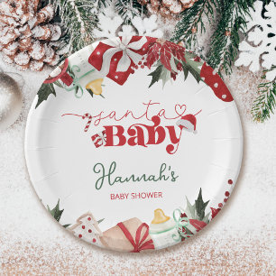 Christmas Santa Baby Shower Paper Plate
