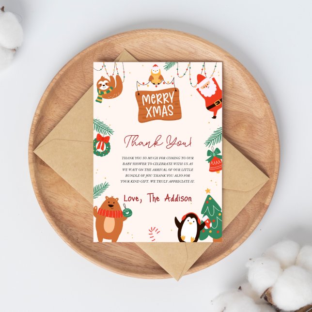 Christmas Santa Baby Shower Thank You Card (Creator Uploaded)