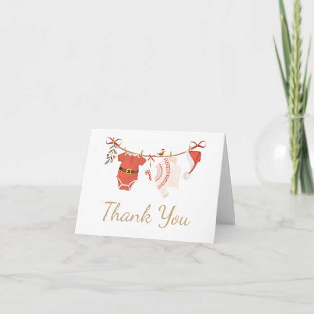 Christmas Santa Baby Shower Thank You Card (Front)