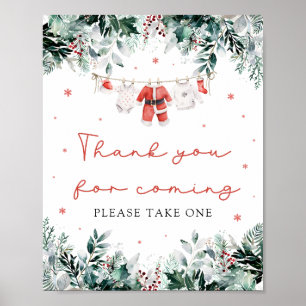 Christmas Santa Baby Shower Thank You For Coming  Poster