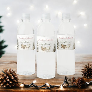Christmas Santa Baby Winter Red Green Baby Shower Water Bottle Label