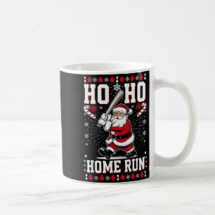 Christmas Santa Baseball Home Run Ho Ho Home Run , Coffee Mug