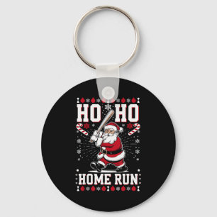 Christmas Santa Baseball Home Run Ho Ho Home Run , Key Ring
