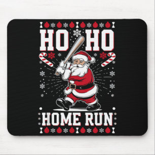 Christmas Santa Baseball Home Run Ho Ho Home Run , Mouse Pad