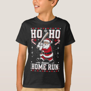 Christmas Santa Baseball Home Run Ho Ho Home Run , T-Shirt