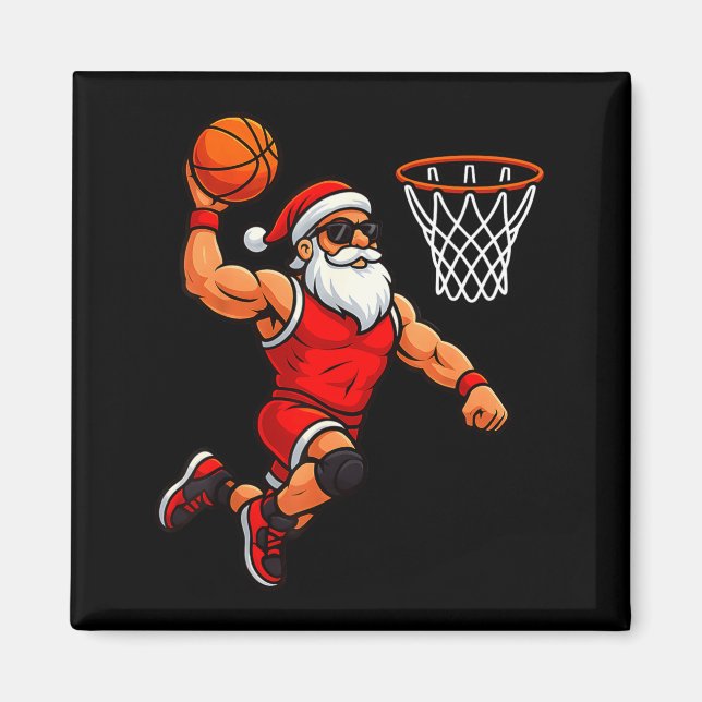 Christmas Santa Basketball Player Dunking Basketba Magnet (Front)