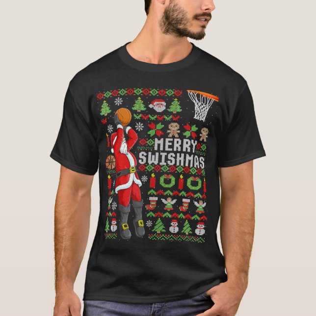 Christmas Santa Basketball Player - Slam Dunk Ugly T-Shirt (Front)