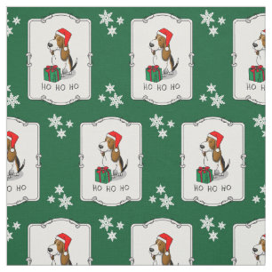 Christmas Santa Basset Hound (tri colour 1) Cute Fabric