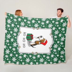 Christmas Santa Basset Hound (tri colour 1) Cute Fleece Blanket