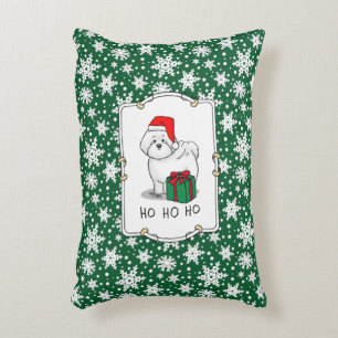 Christmas Santa Bichon Frise Dog Cute Decorative Cushion
