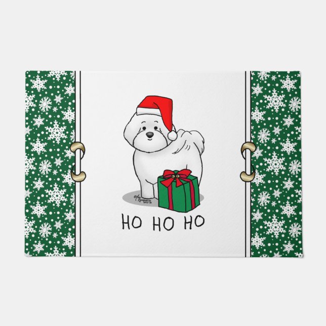 Christmas Santa Bichon Frise Dog Cute Doormat (Front)