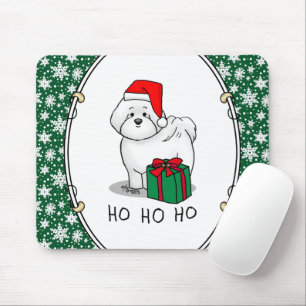 Christmas Santa Bichon Frise Dog Cute Mouse Pad