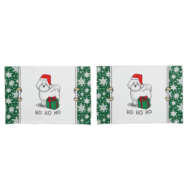 Christmas Santa Bichon Frise Dog Cute Pillowcase (Front-Set)