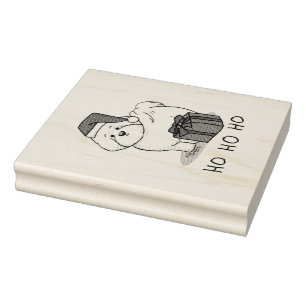 Christmas Santa Bichon Frise Dog Cute Rubber Stamp