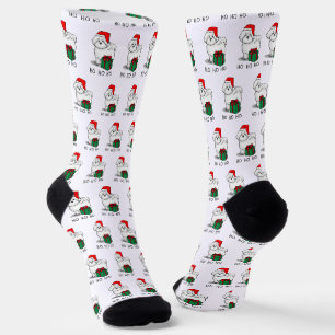 Christmas Santa Bichon Frise Dog Cute Socks