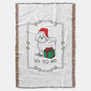 Christmas Santa Bichon Frise Dog Cute Throw Blanket