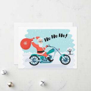 Christmas Santa Biker Holiday Card