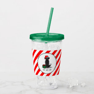 Christmas Santa Black Labrador Retriever Cute Acrylic Tumbler