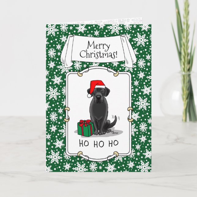 Christmas Santa Black Labrador Retriever Cute Card (Front)