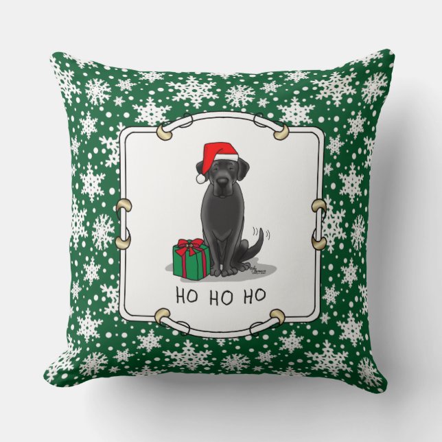 Christmas Santa Black Labrador Retriever Cute Cushion (Front)
