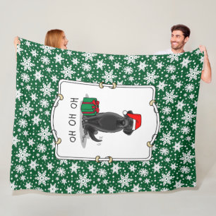 Christmas Santa Black Labrador Retriever Cute Fleece Blanket