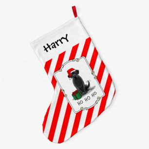 Christmas Santa Black Labrador Retriever Cute Large Christmas Stocking