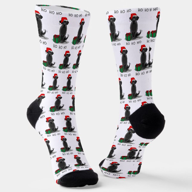 Christmas Santa Black Labrador Retriever Cute Socks (Angled)