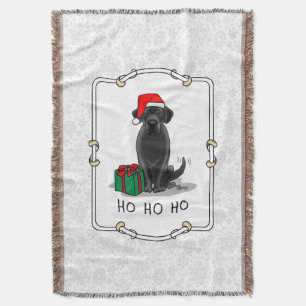Christmas Santa Black Labrador Retriever Cute Throw Blanket