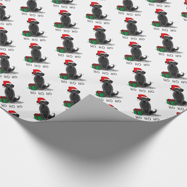 Christmas Santa Black Labrador Retriever Cute Wrapping Paper (Corner)