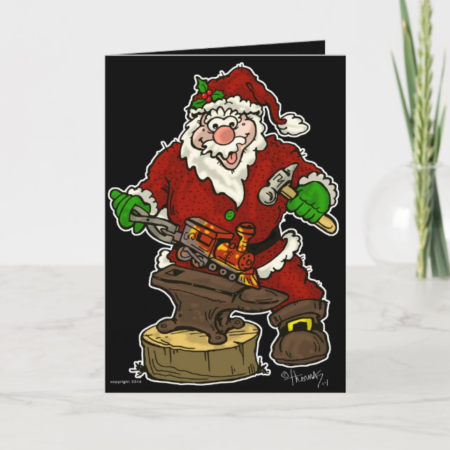 Christmas Santa Blacksmith Holiday Card (Front)