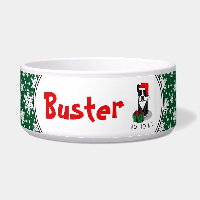 Christmas Santa Boston Terrier (black) Cute (Front)