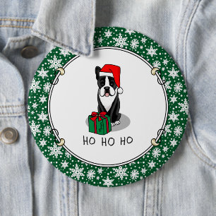 Christmas Santa Boston Terrier (black) Cute 6 Cm Round Badge