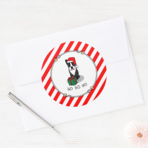 Christmas Santa Boston Terrier (black) Cute Classic Round Sticker