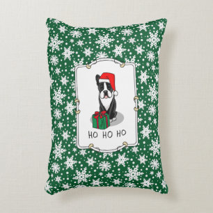 Christmas Santa Boston Terrier (black) Cute Decorative Cushion