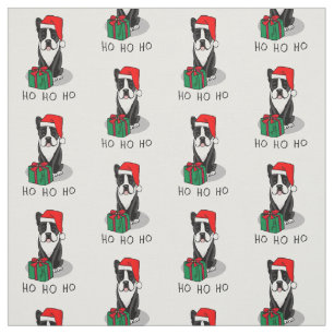 Christmas Santa Boston Terrier (black) Cute Fabric