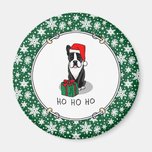 Christmas Santa Boston Terrier (black) Cute Magnet