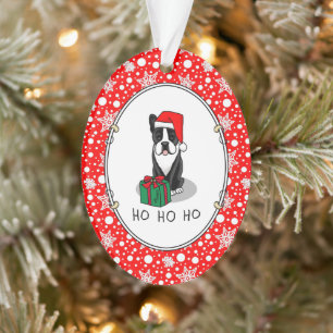Christmas Santa Boston Terrier (black) Cute Ornament