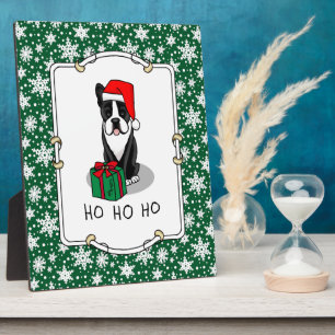 Christmas Santa Boston Terrier (black) Cute Plaque