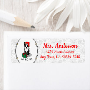 Christmas Santa Boston Terrier (black) Cute Return Address Label