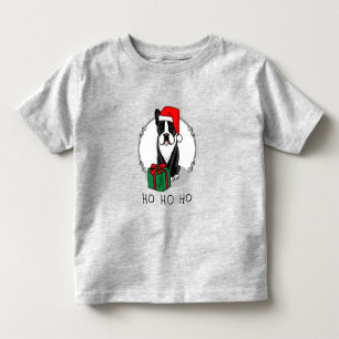 Christmas Santa Boston Terrier (black) Cute Toddler T-Shirt