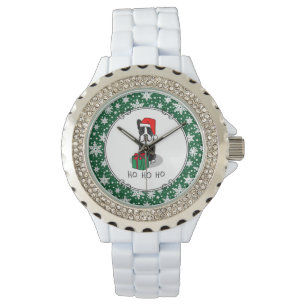 Christmas Santa Boston Terrier (black) Cute Watch
