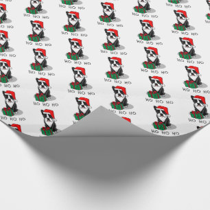 Christmas Santa Boston Terrier (black) Cute Wrapping Paper