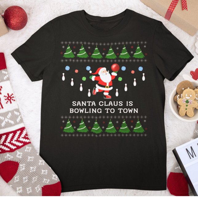 Christmas Santa Bowling to Town T-Shirt (Creator Uploaded)