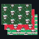 Christmas Santa Boxer Dog Snowflake Wrapping Paper Sheet<br><div class="desc">Wrap your gifts with cute Boxer dogs dressed in Santa hats! Perfect for dog lovers or anyone who has this breed as a pet.  The set comes in green / red /red-white-green stripe.</div>