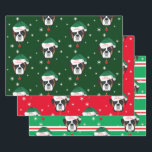 Christmas Santa Boxer Dog Snowflake Wrapping Paper Sheet<br><div class="desc">Wrap your gifts with cute Boxer dogs dressed in Santa hats! Perfect for dog lovers or anyone who has this breed as a pet.  The set comes in green / red /red-white-green stripe.</div>