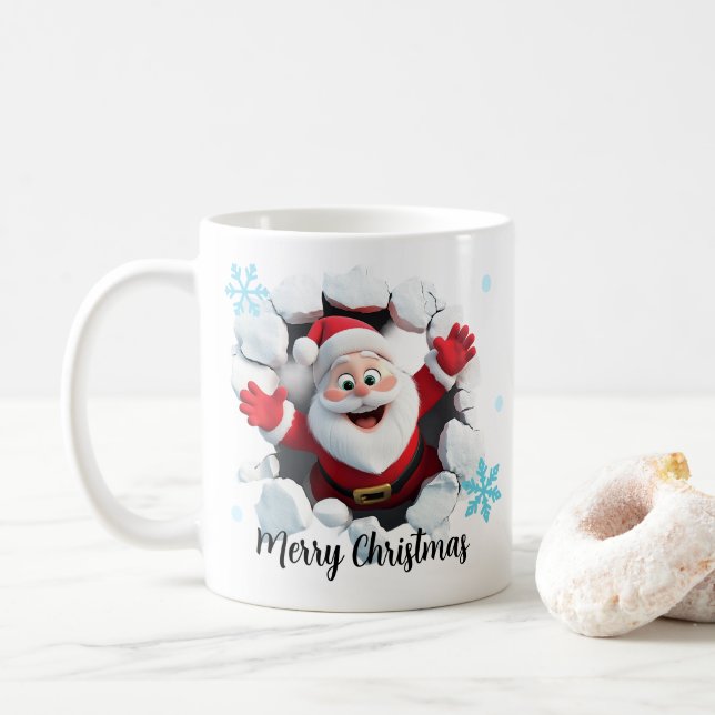 Christmas Santa Breaking Ice 3D Mug (With Donut)
