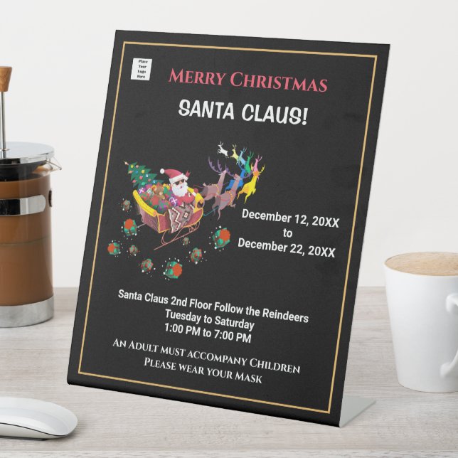 Christmas Santa Business Company Accessory  Pedestal Sign (In SItu)