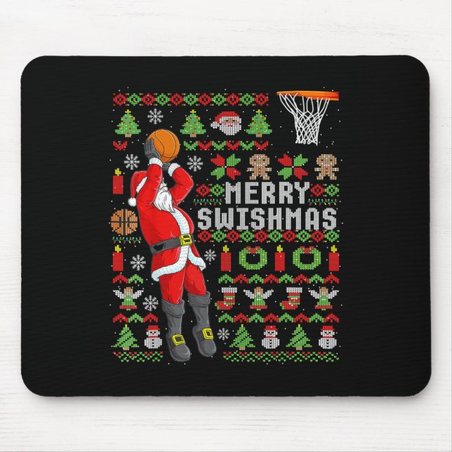 Christmas Santa Bysketbyll Player - Slam Dunk Ugly Mouse Pad (Front)